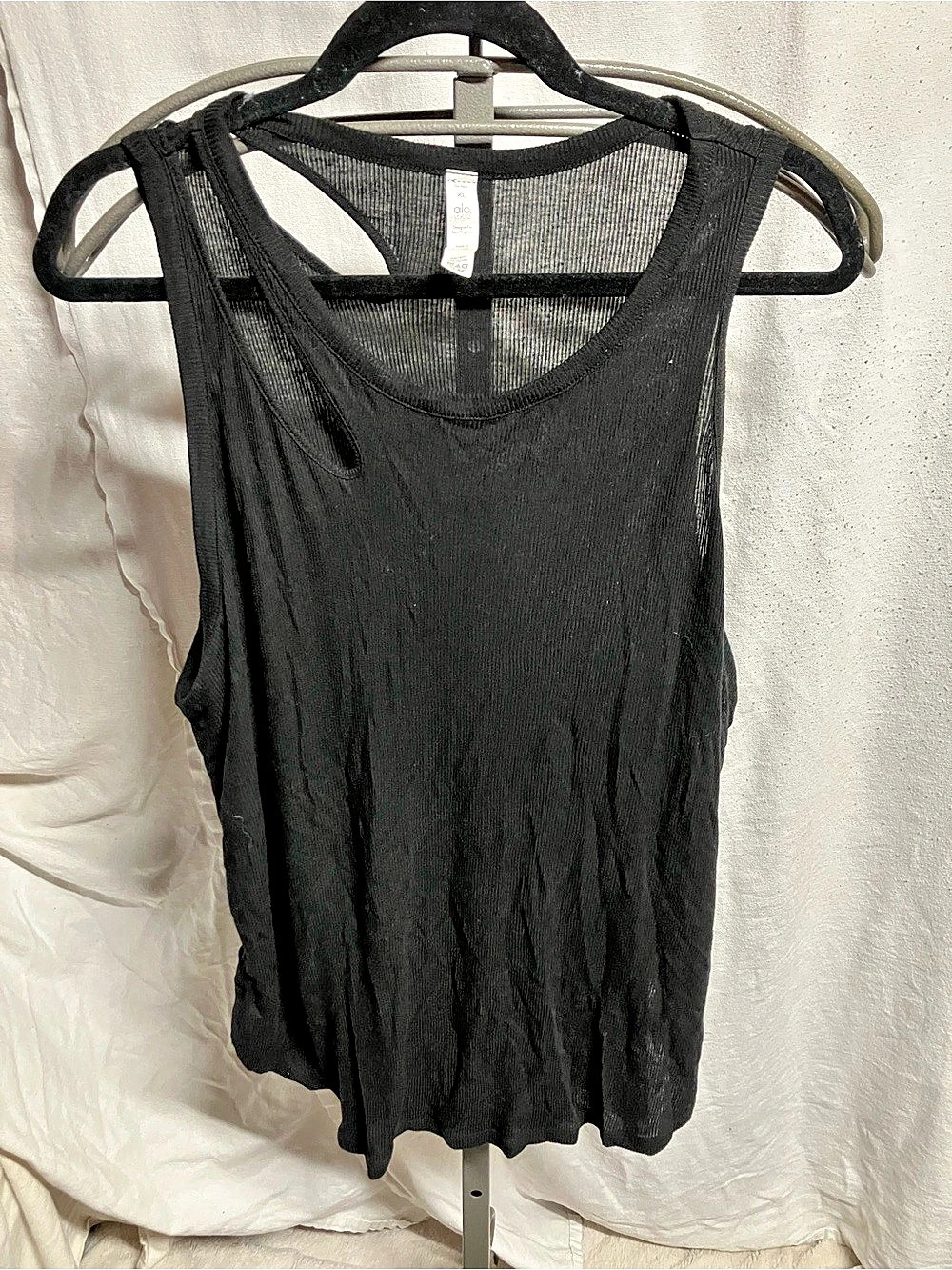 alo Black Ribbed Tank Top XL